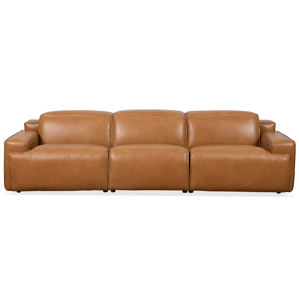 Lakewood Triple PWR Recliner Tan Leather Sofa - MidinMod