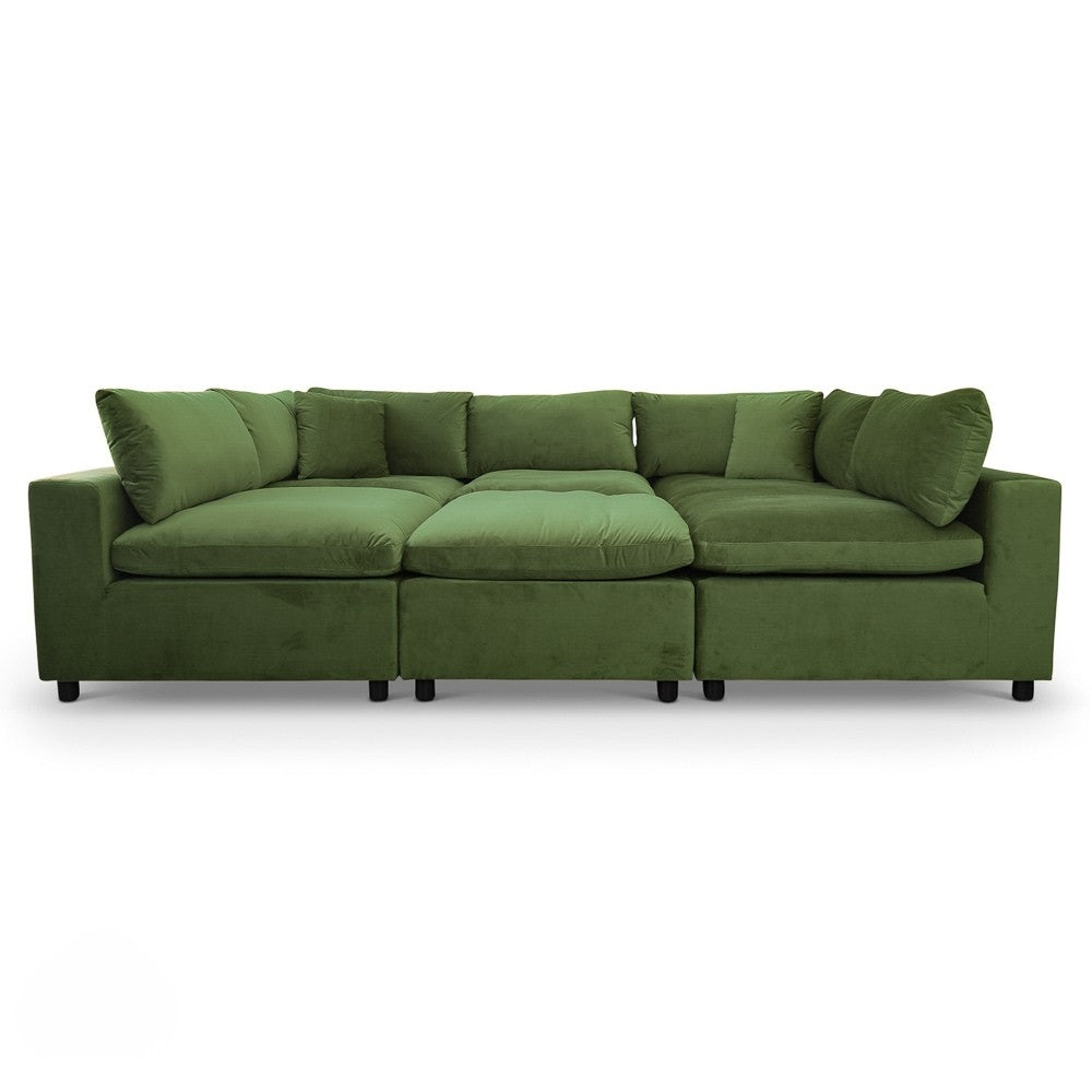 Laurel 3-Piece Modular Velvet Sectional Sofa – Olive Green | MidinMod