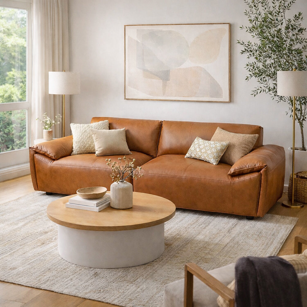 Lawson Luxury Real Leather Sofa with Pillow-Top Arms & Robust Frame | MidinMod