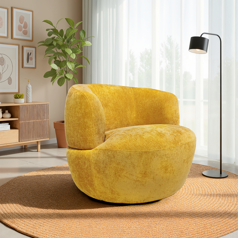 Lemon Modern Soft Chenille Swivel Accent Chair with Spherical Base - MidinMod