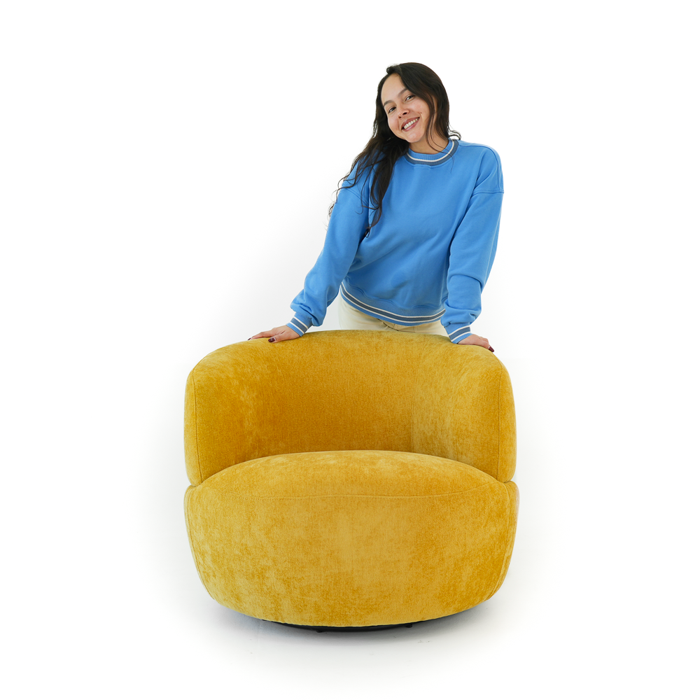 Lemon Modern Soft Chenille Swivel Accent Chair with Spherical Base - MidinMod
