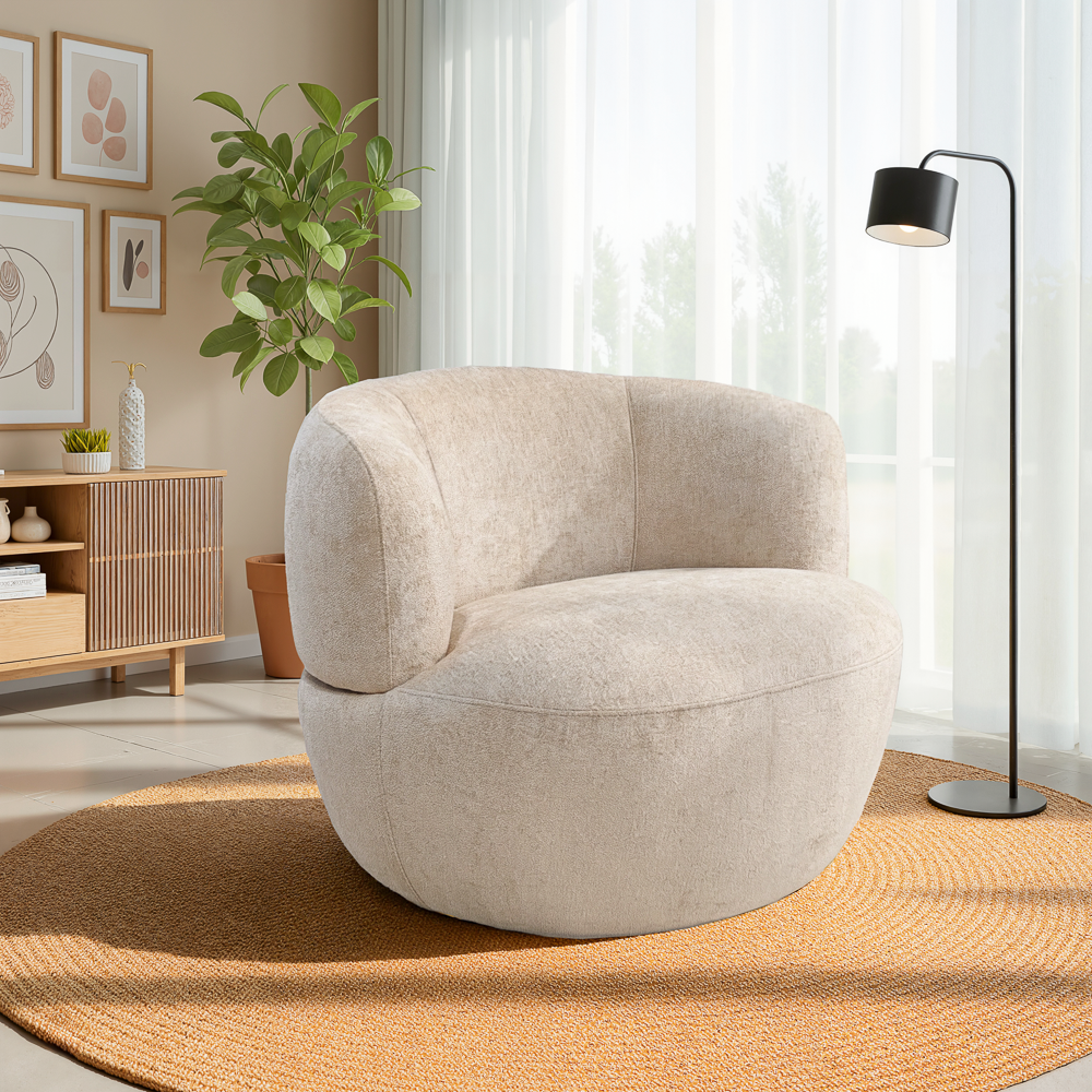 Lemon Modern Soft Chenille Swivel Accent Chair with Spherical Base - MidinMod