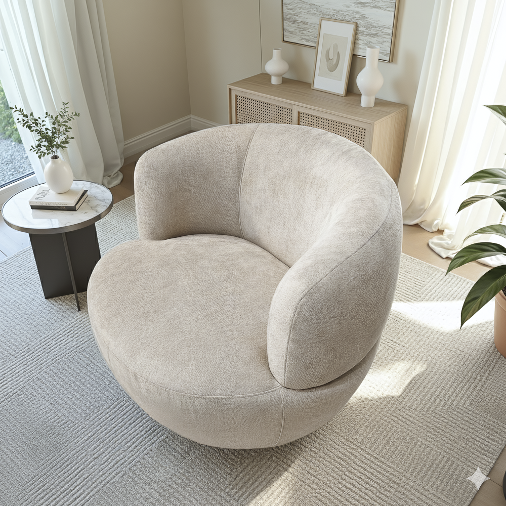 Lemon Modern Soft Chenille Swivel Accent Chair with Spherical Base - MidinMod