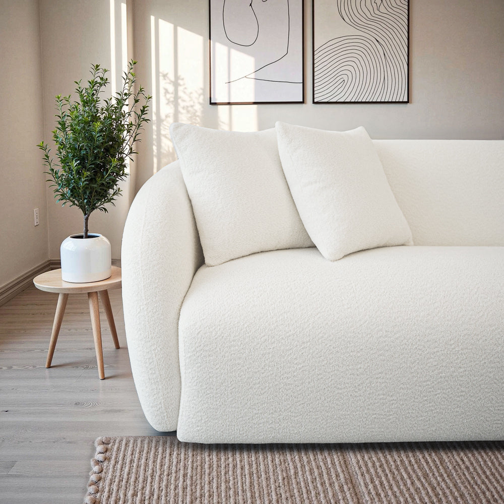 Lidia Ivory Boucle Japandi Style Sofa - MidinMod