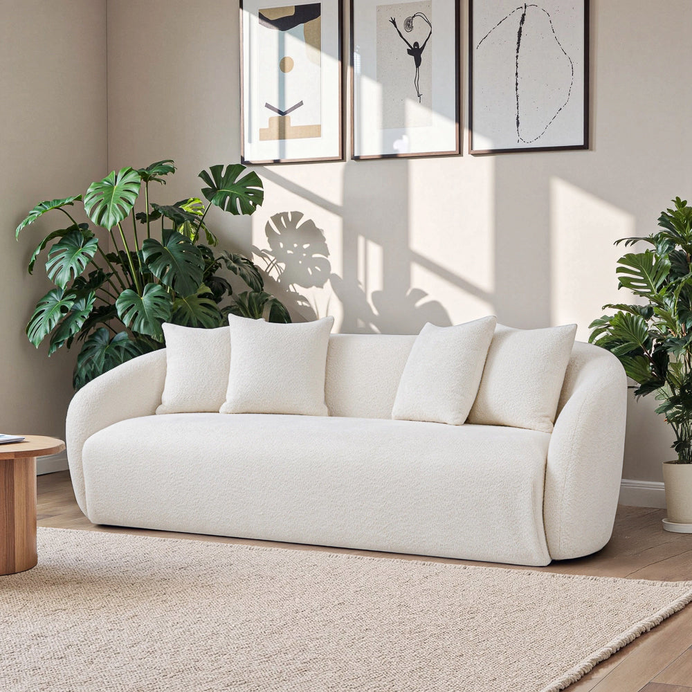 Lidia Ivory Boucle Japandi Style Sofa - MidinMod