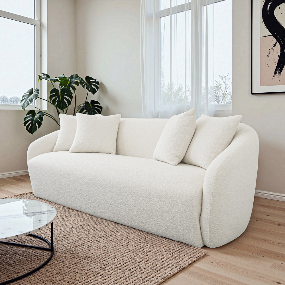 Lidia Ivory Boucle Japandi Style Sofa - MidinMod