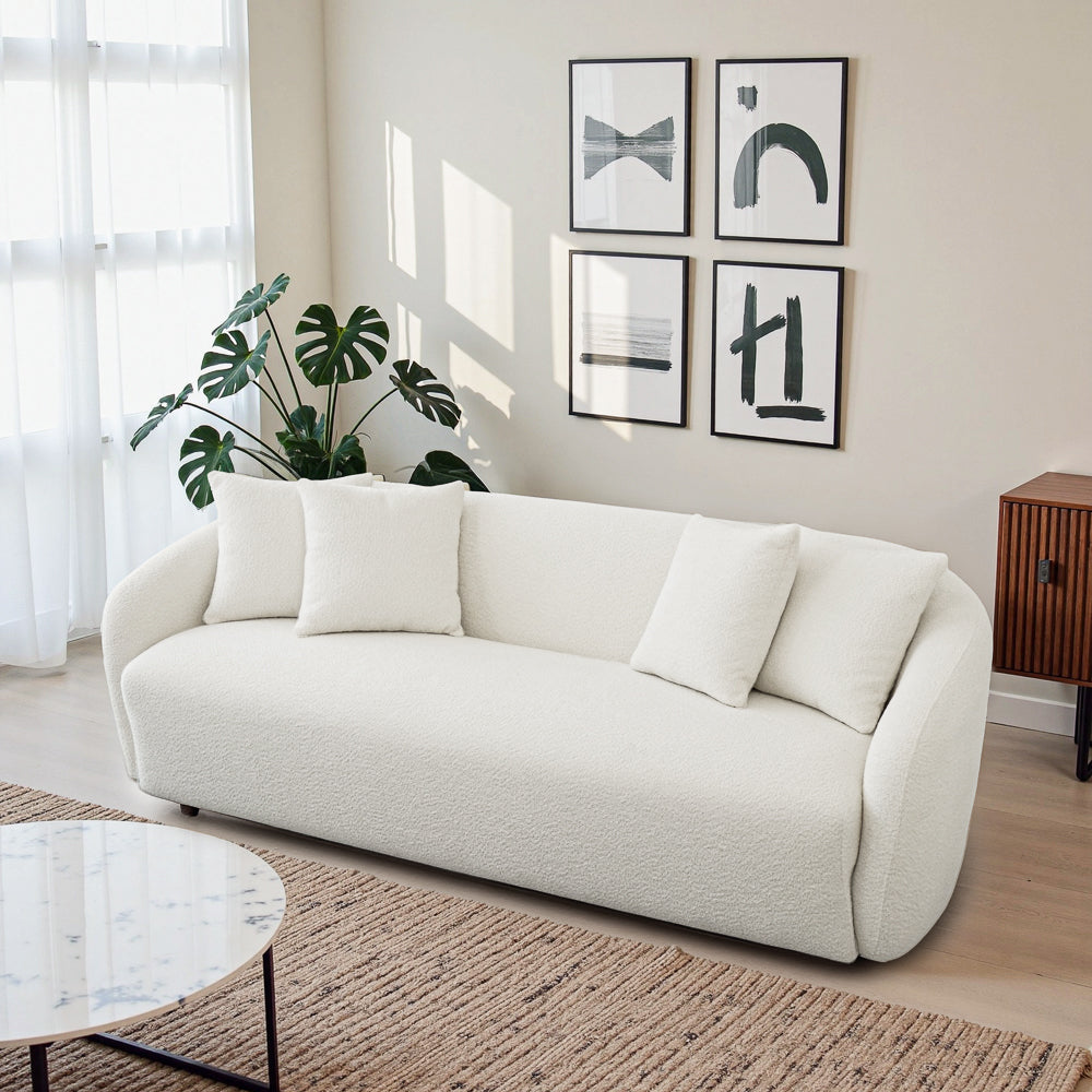Lidia Ivory Boucle Japandi Style Sofa - MidinMod