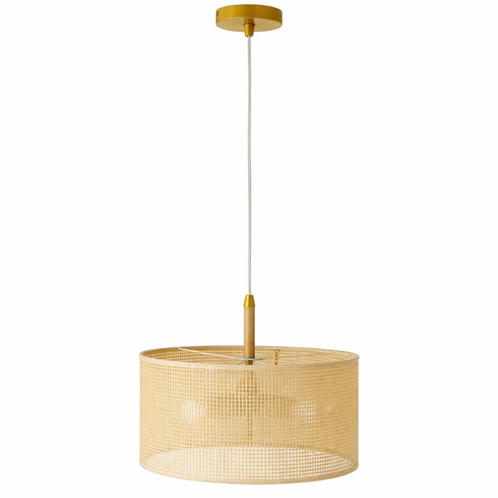 Lighten Pendant Lamp | Oak, Natural Rattan, and Gold Accents | MidinMod