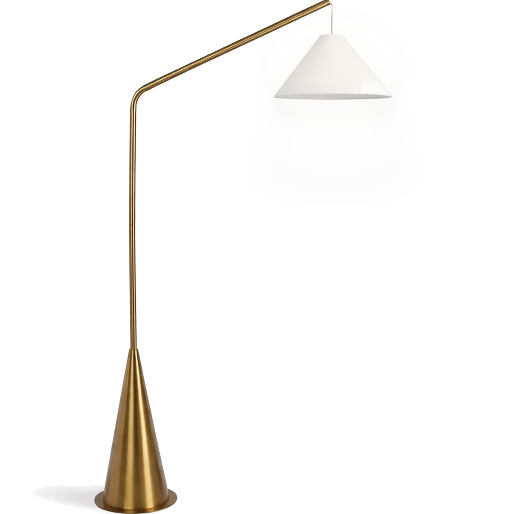 Lisbon Modern Floor Lamp with Hanging White Fabric Shade and Coned Base | MidinMod