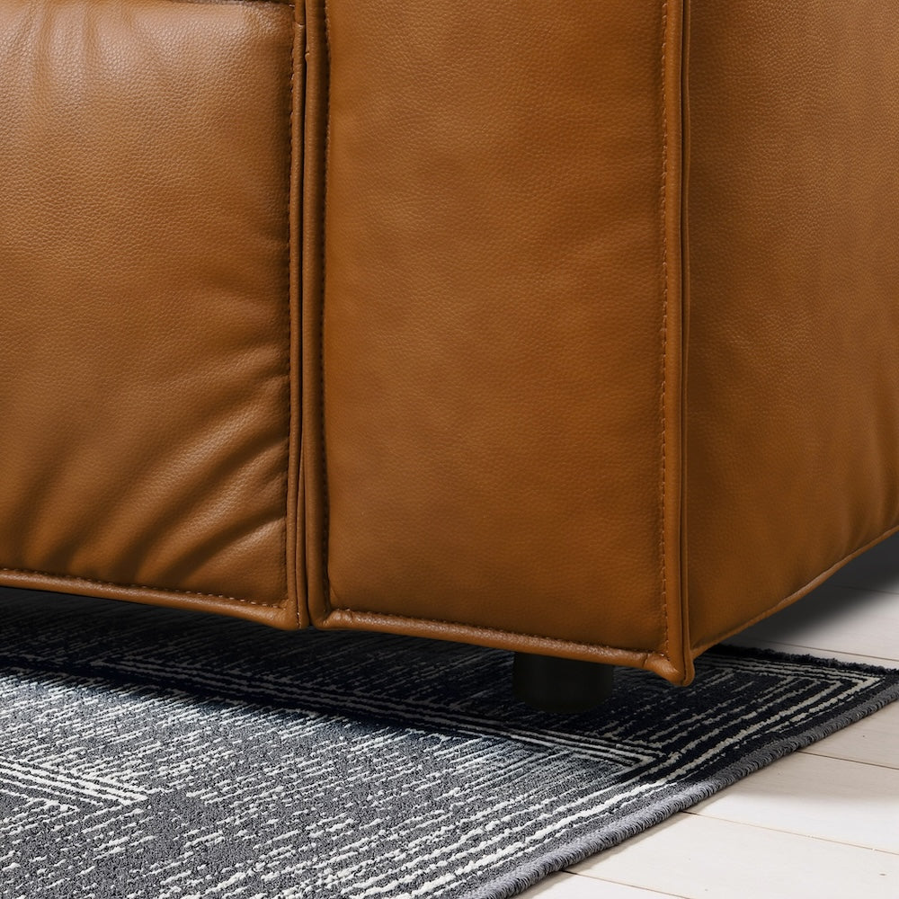 Logan Mid-Century Modern Vegan Leather Corner Sectional Sofa - MidinMod