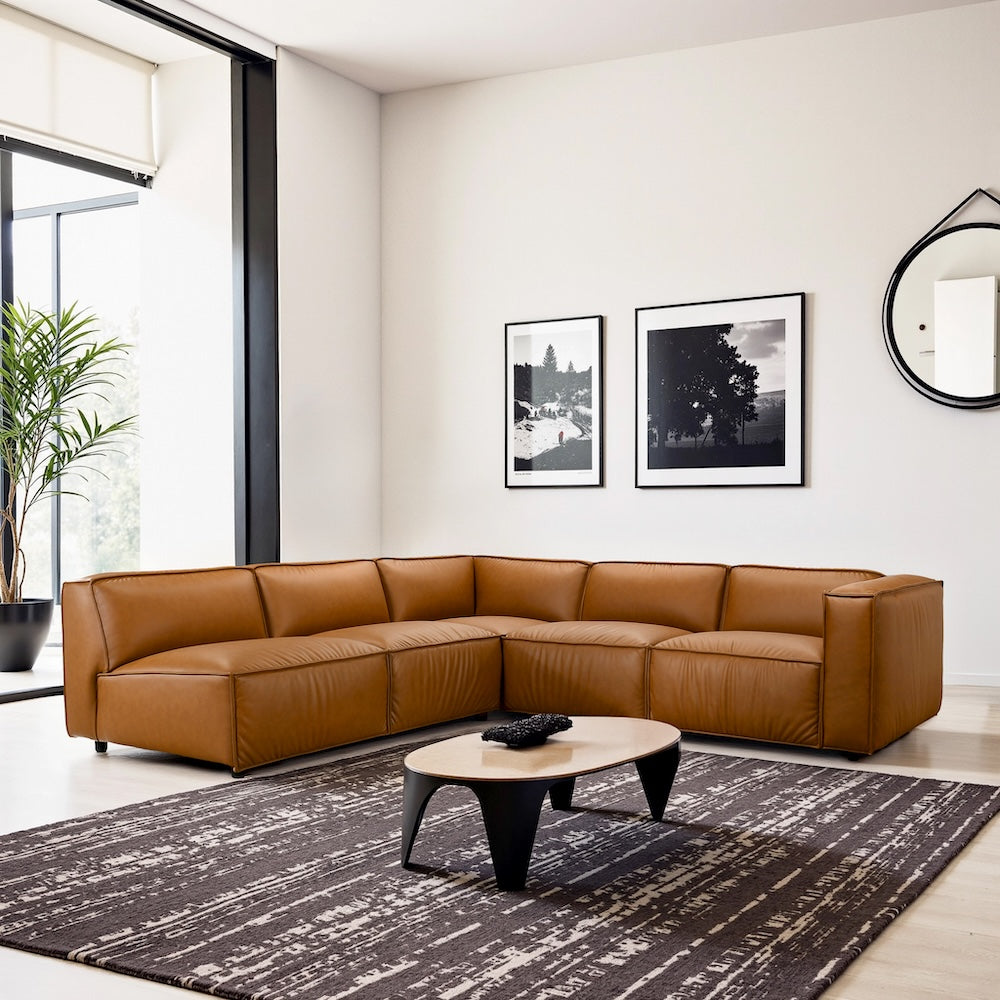 Logan Mid-Century Modern Vegan Leather Corner Sectional Sofa - MidinMod
