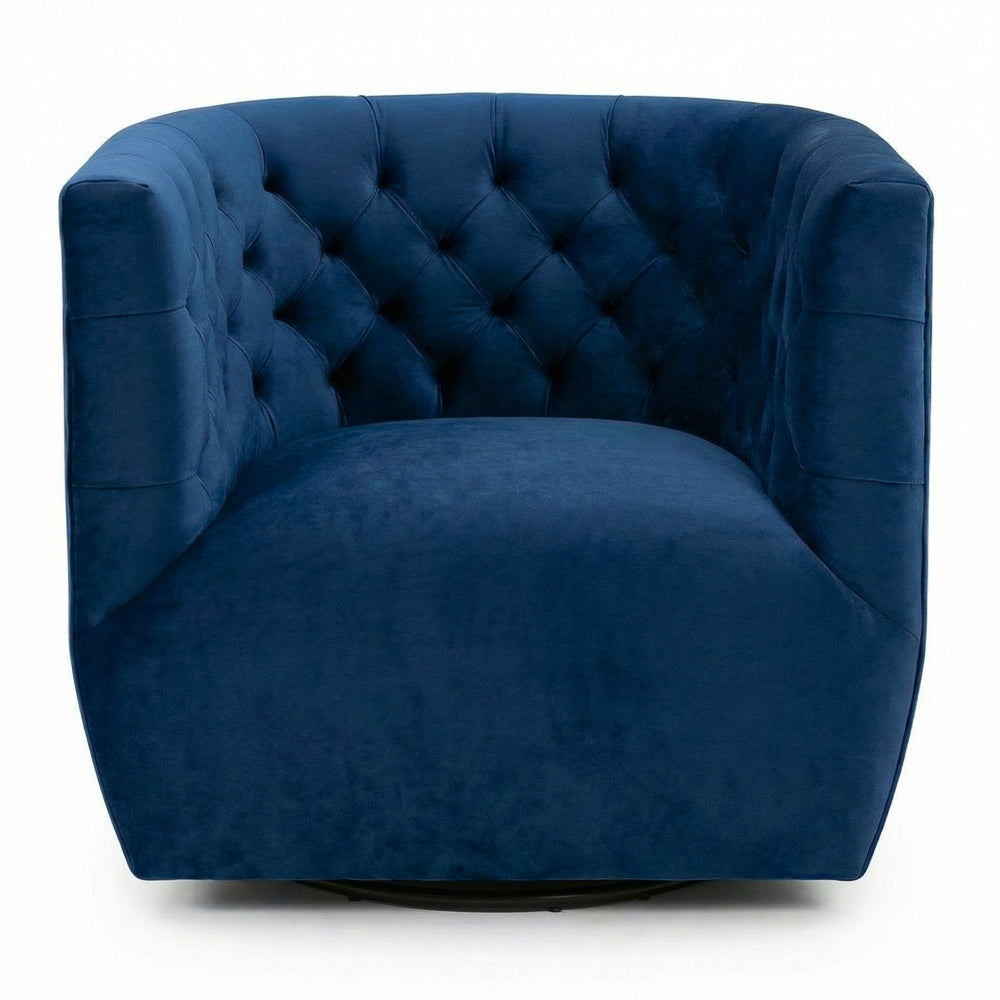 Lotte Swivel Chair | Dark Blue Performance Velvet | MidinMod