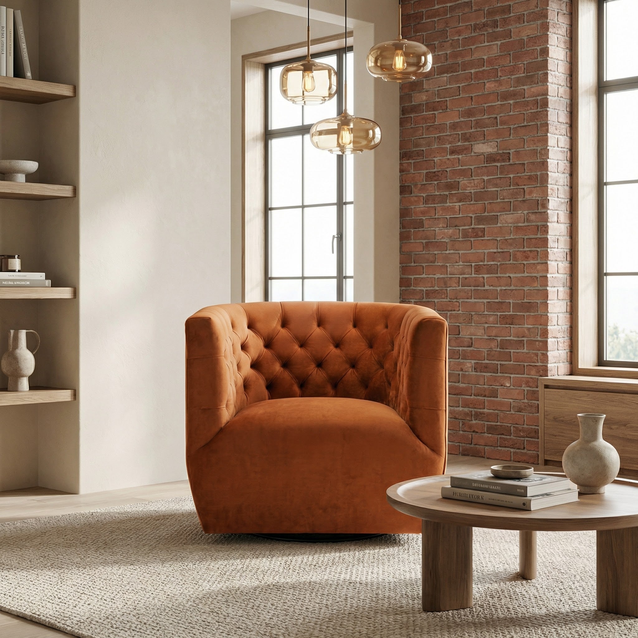 Lotte Swivel Chair | Burnt Orange Performance Velvet | MidinMod