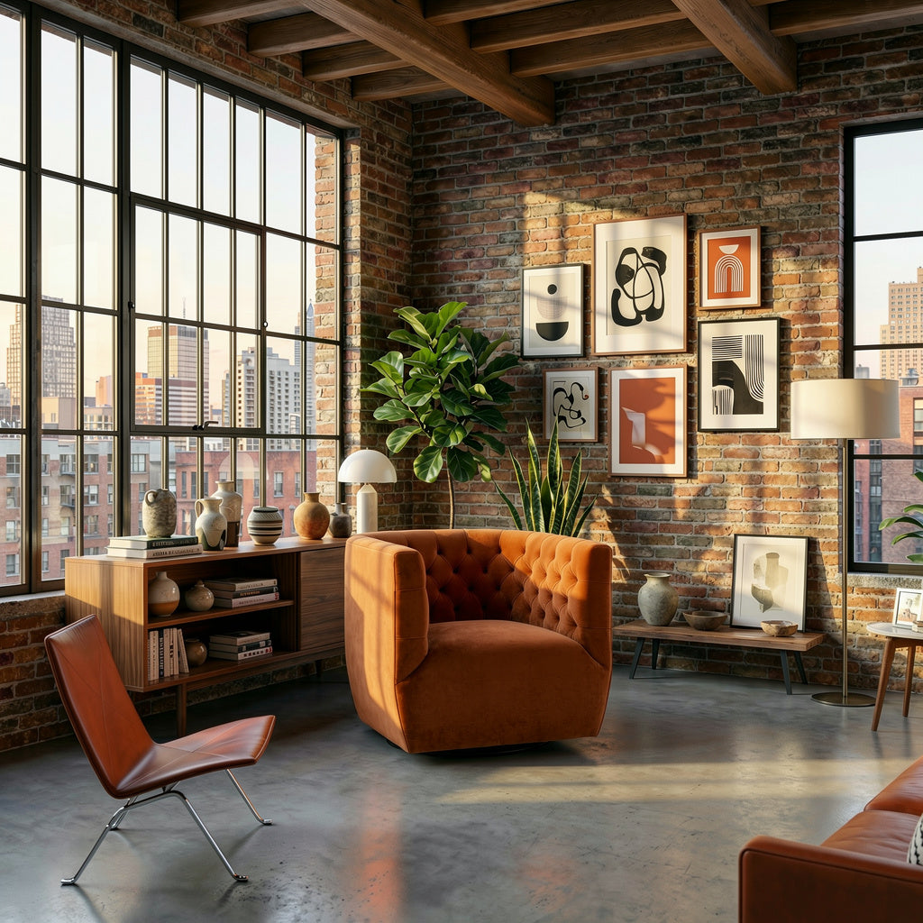 Lotte Swivel Chair | Burnt Orange Performance Velvet | MidinMod