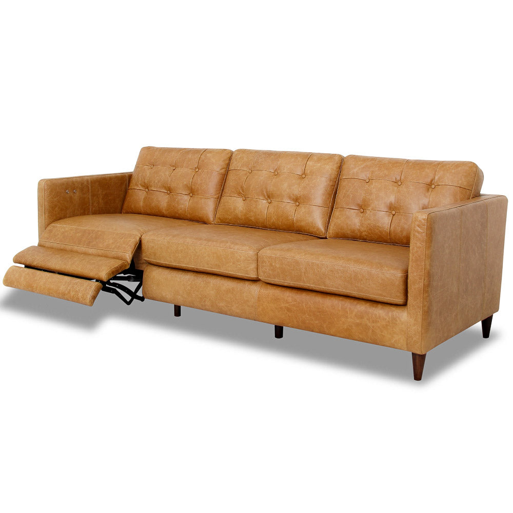 Louis Tan Leather Electric Incliner Sofa- Left