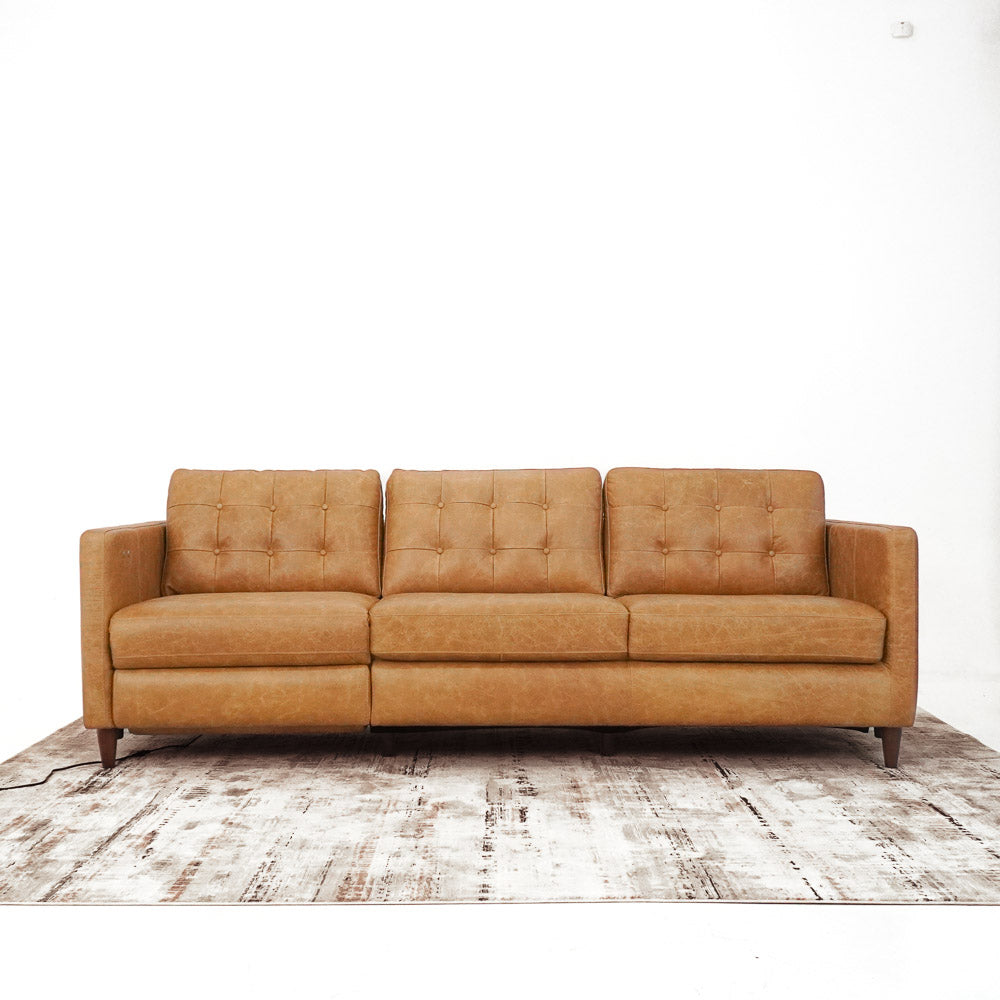 Louis Tan Leather Electric Incliner Sofa- Left