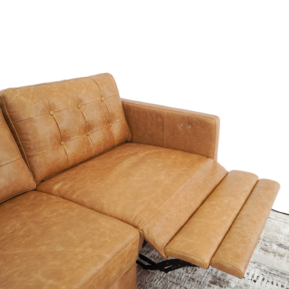 Louis Tan Leather Electric Incliner Sofa- Right