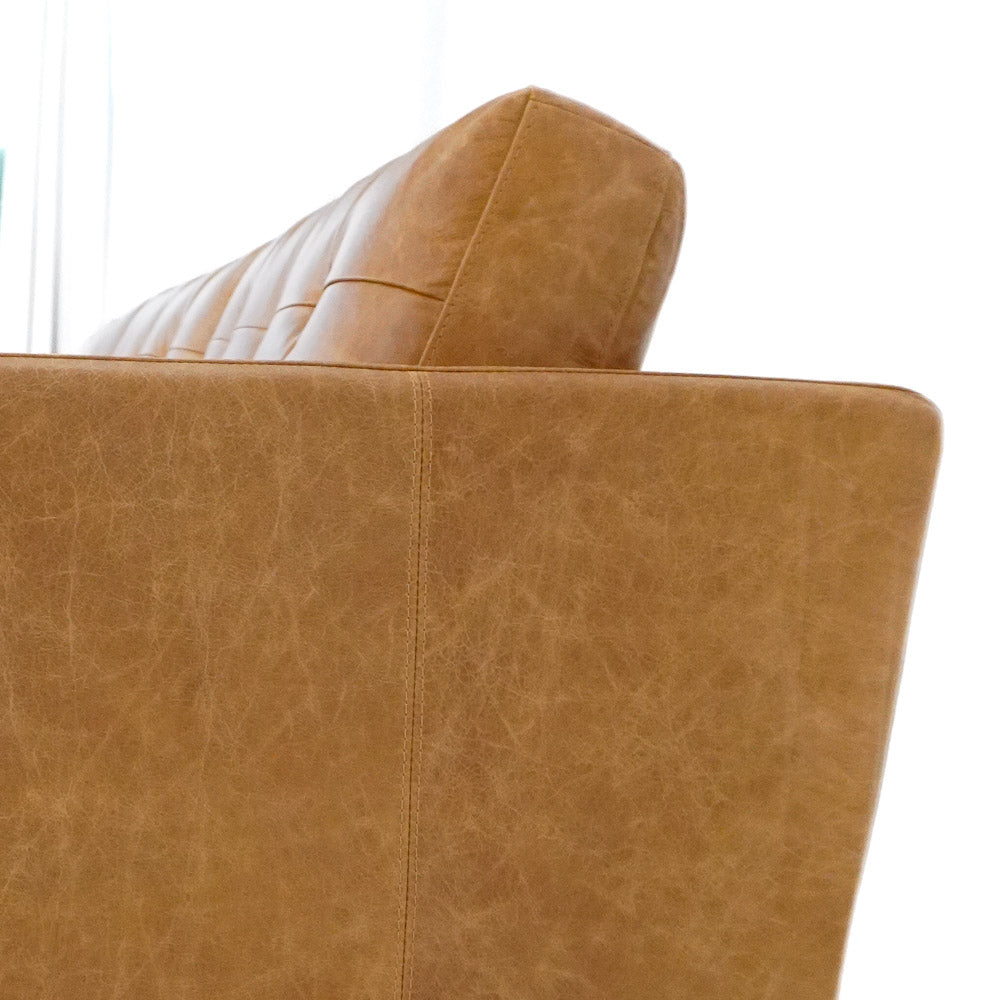Louis Tan Leather Electric Incliner Sofa- Right