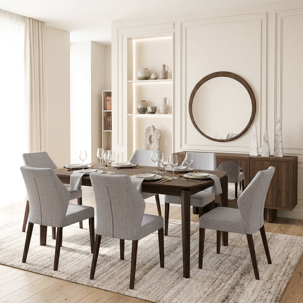 Lowe Modern Light Grey Fabric Dining Chair Set | MidinMod