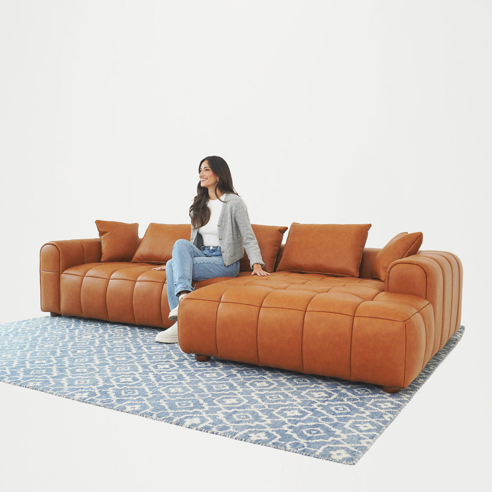 Luca Sectional Right - Cognac Leather