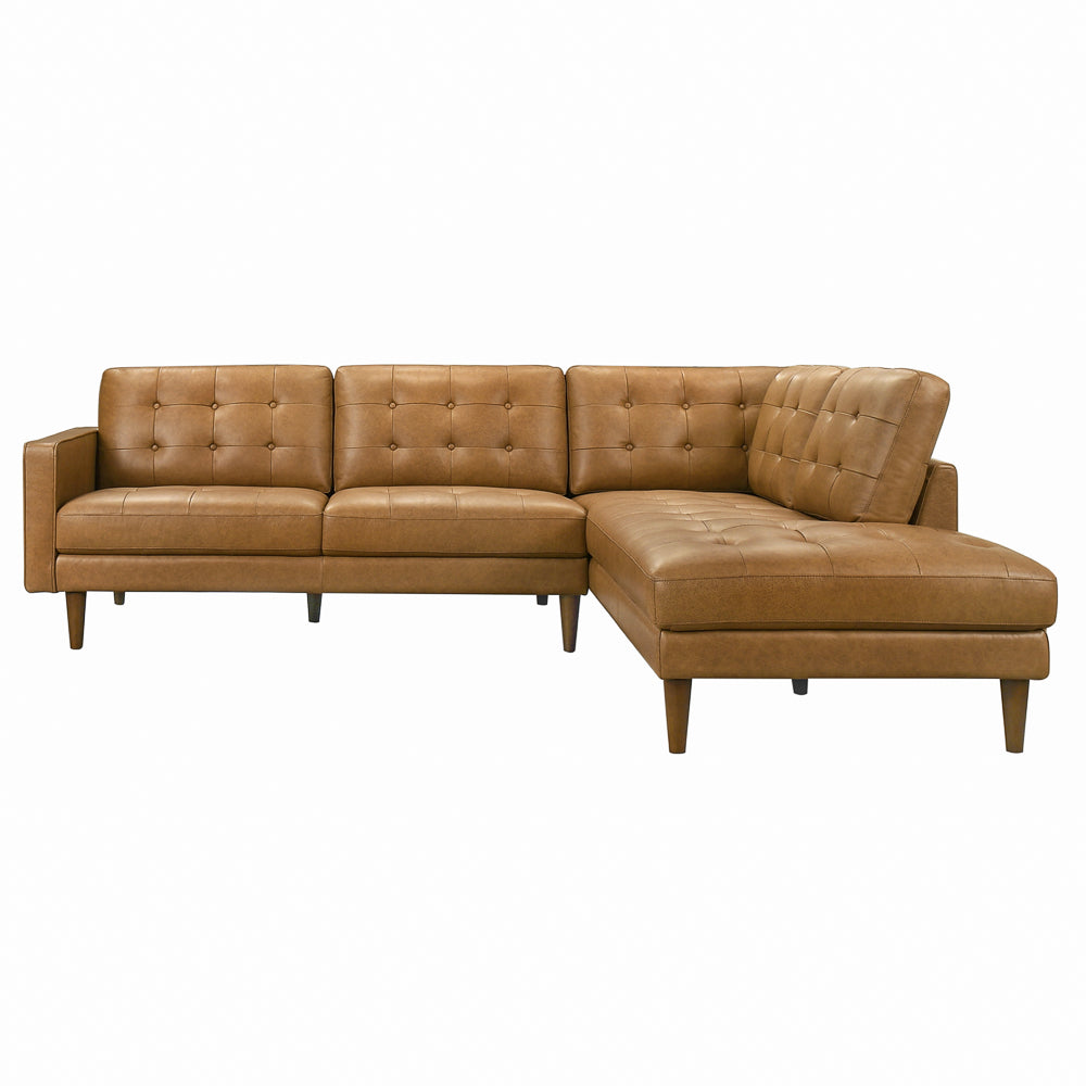 Lugano L-Shaped Genuine Leather Right-Facing Sectional Sofa - MidinMod