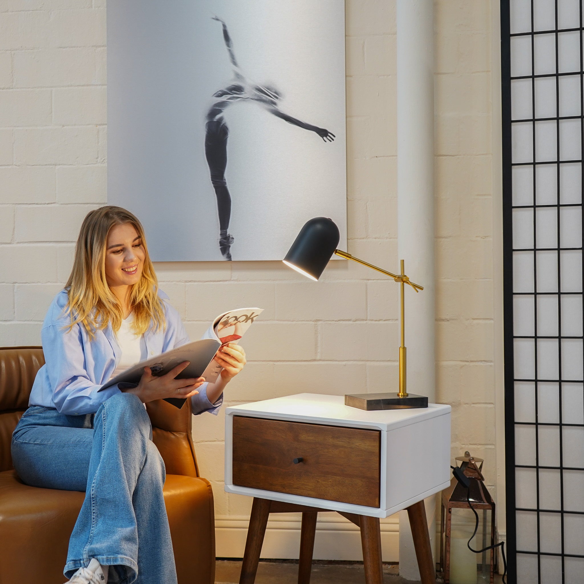 Lunar Table Lamp - Black outer - White inner