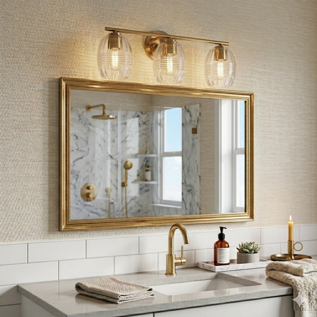 Luster Three Lights Vanity | Satin Brass & Clear Glass | MidinMod