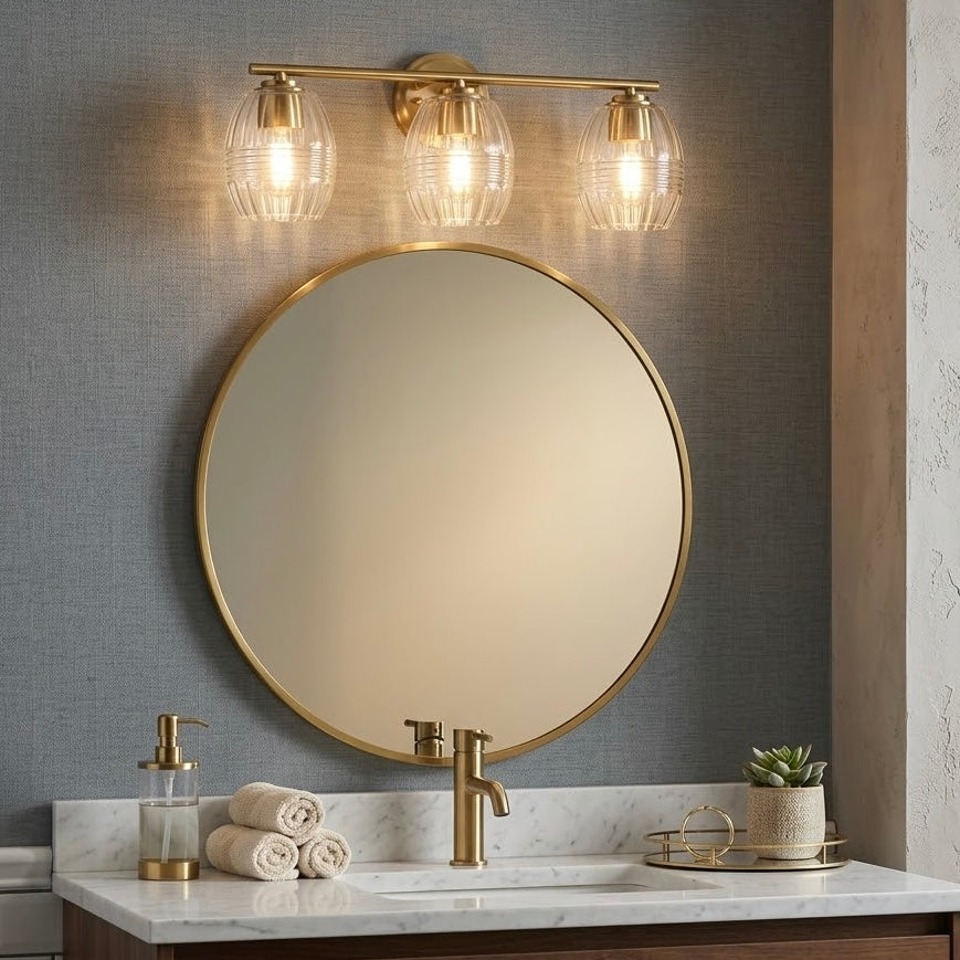 Luster Three Lights Vanity | Satin Brass & Clear Glass | MidinMod