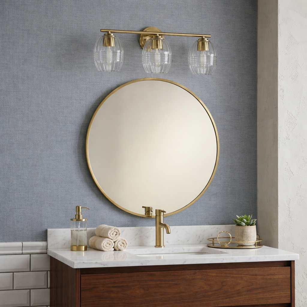 Luster Three Lights Vanity | Satin Brass & Clear Glass | MidinMod