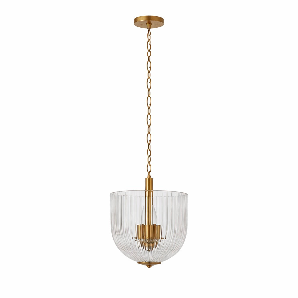 Lustra Pendant Lamp | Coarse Gold and Clear Ribbed Glass | MidinMod