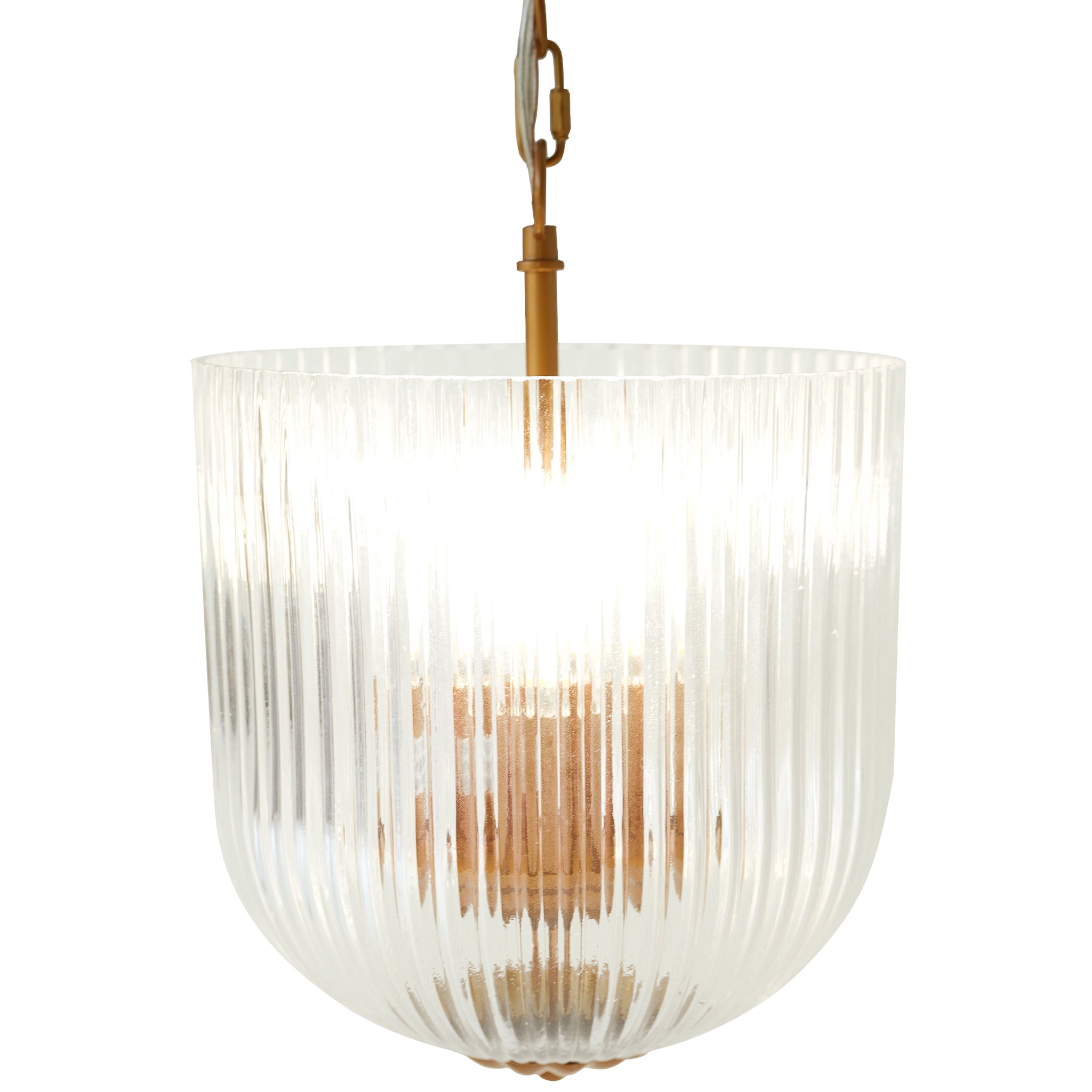 Lustra Pendant Lamp | Coarse Gold and Clear Ribbed Glass | MidinMod