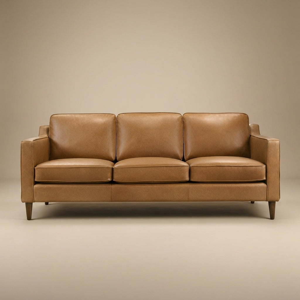 Manhattan Mid Century Modern Leather Sofa- Mid In Mod