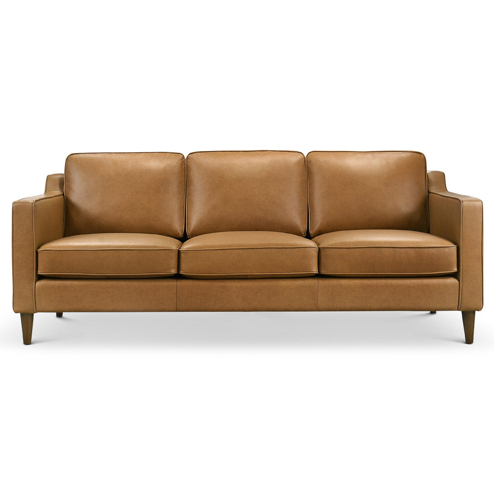 Manhattan Mid-Century Modern Leather Sofa