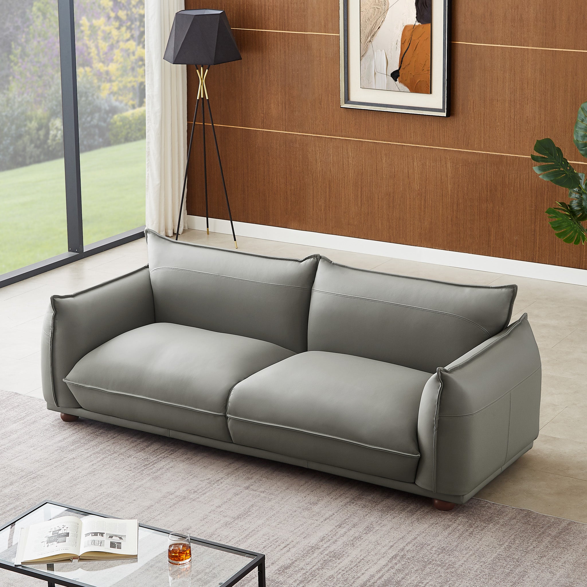 Mansfield Grey Leather Sofa - MidinMod