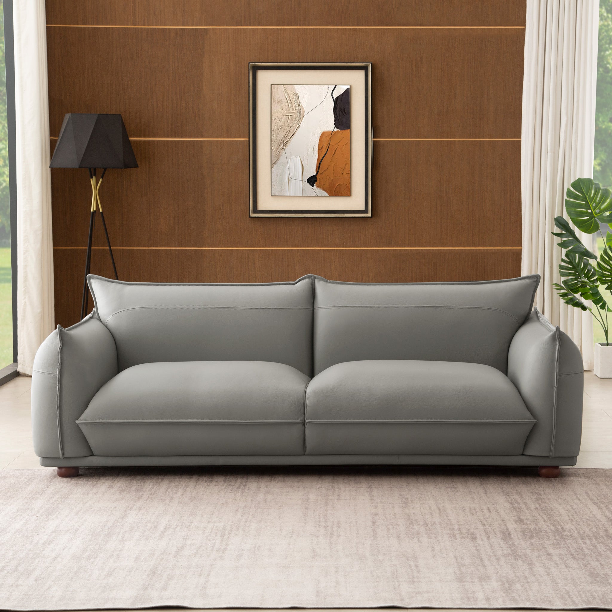 Mansfield Grey Leather Sofa - MidinMod