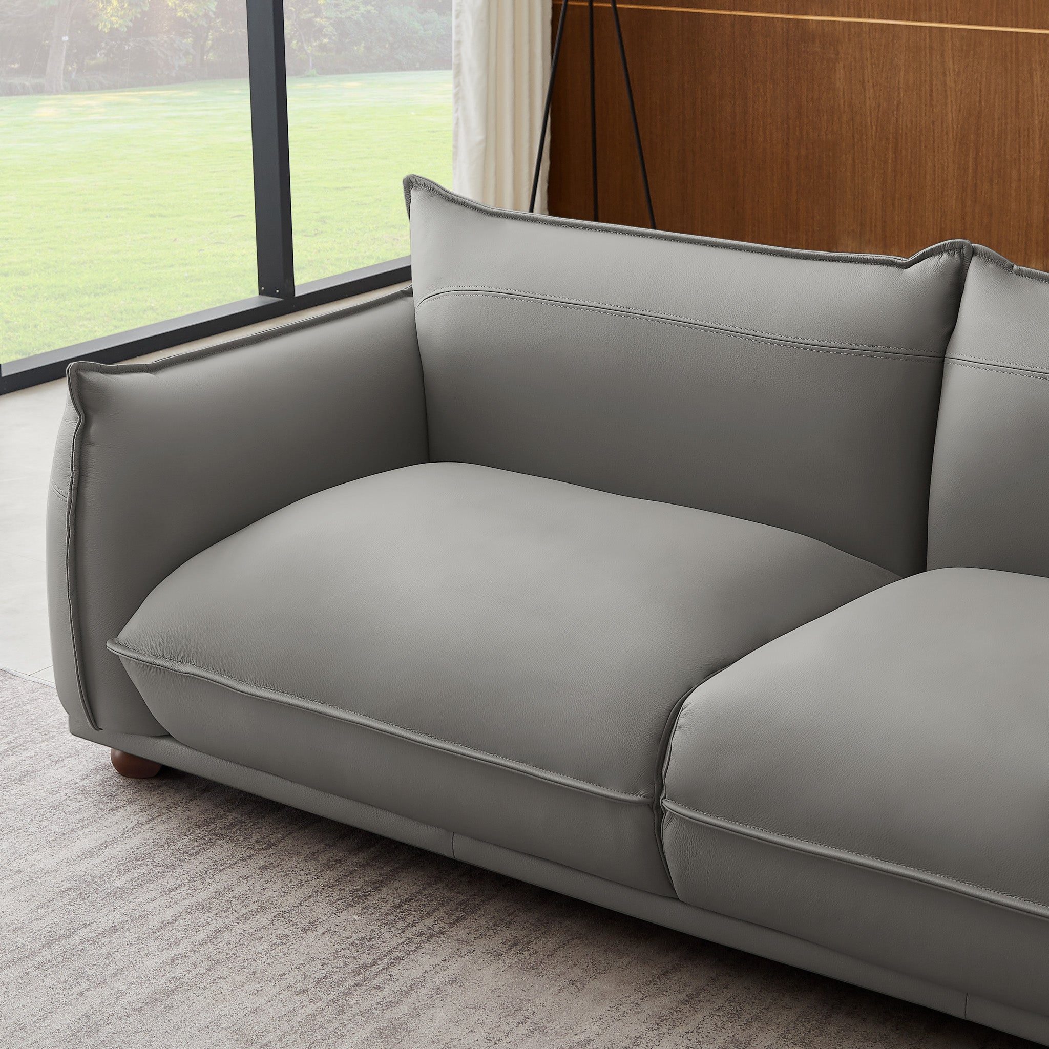 Mansfield Grey Leather Sofa - MidinMod