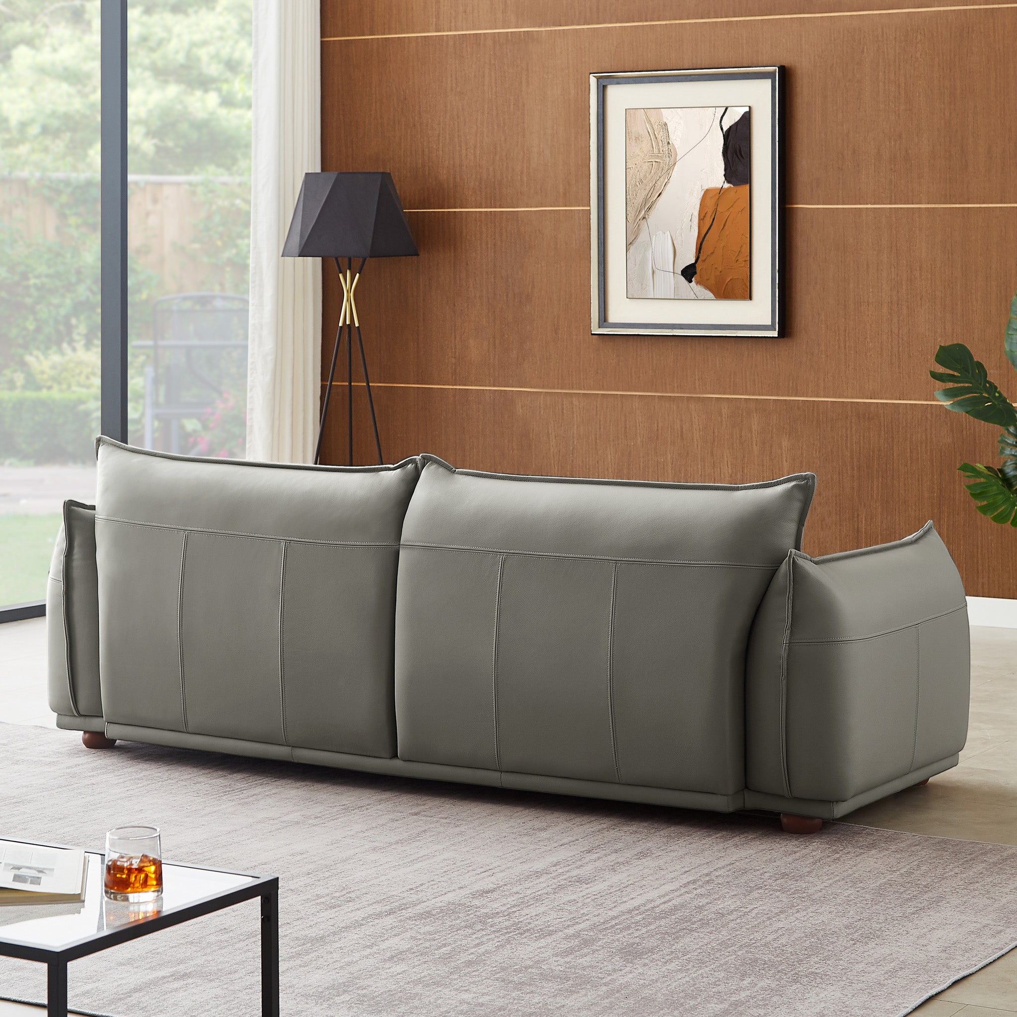 Mansfield Grey Leather Sofa - MidinMod