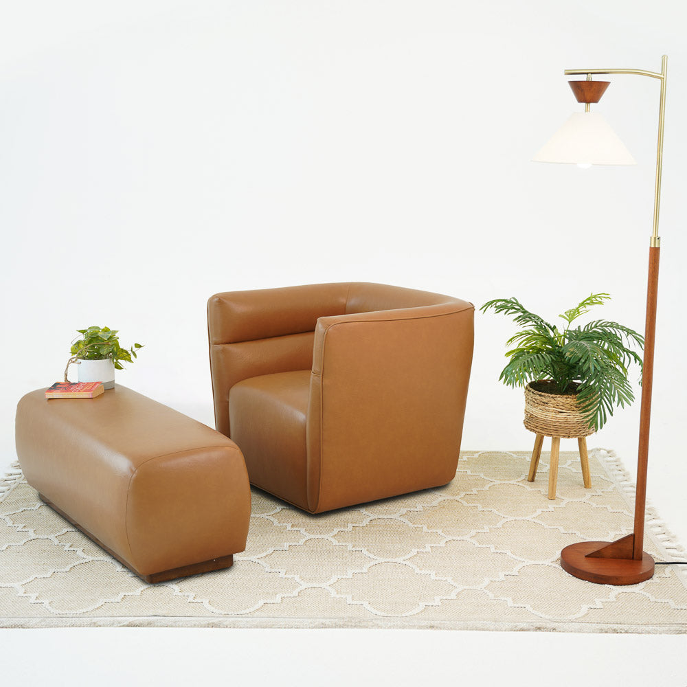 Marin Vegan Tan Leather Bench - MidinMod