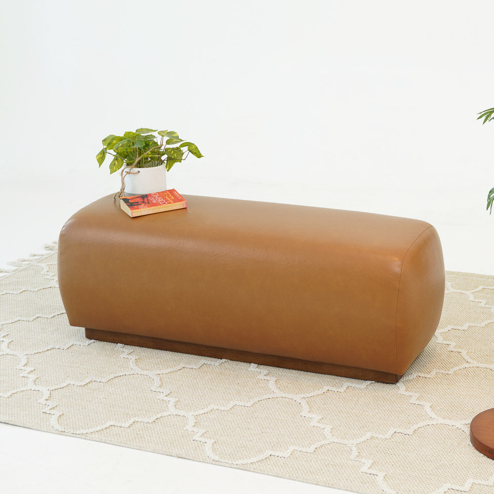 Marin Vegan Tan Leather Bench - MidinMod