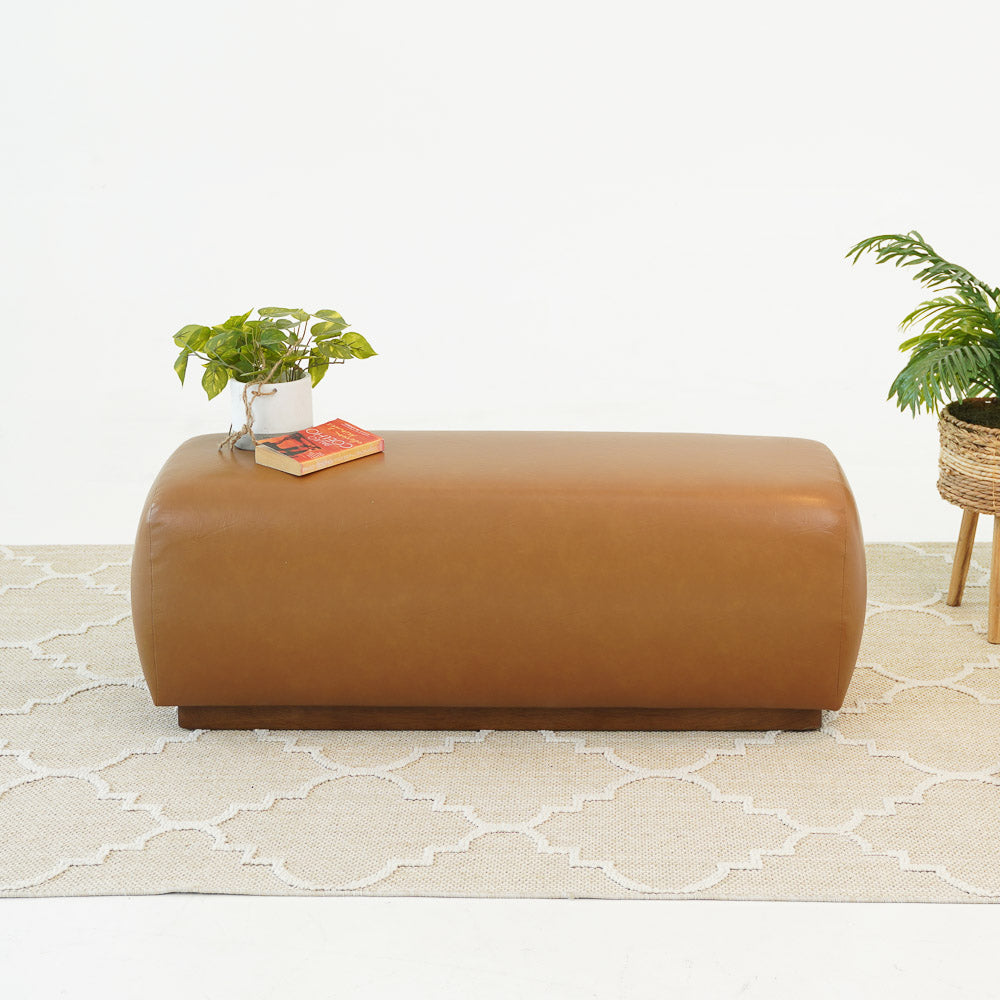Marin Vegan Tan Leather Bench - MidinMod