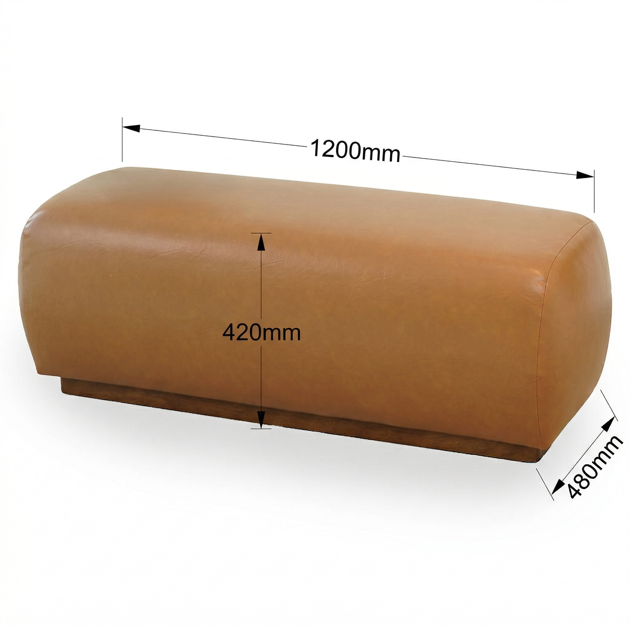 Marin Japandi Bench | Vegan Tan Leather & Robust Wood Frame | MidinMod