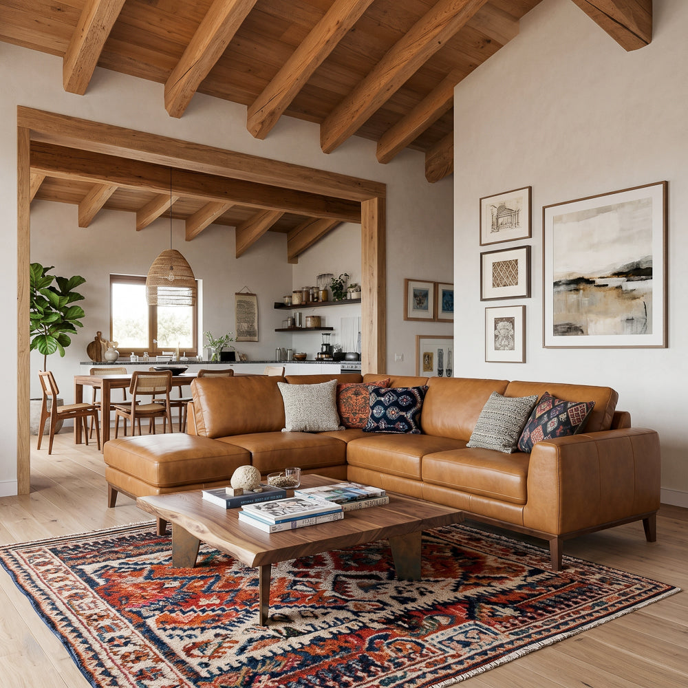 Mayfair Luxury Tan Leather Sectional | MidinMod