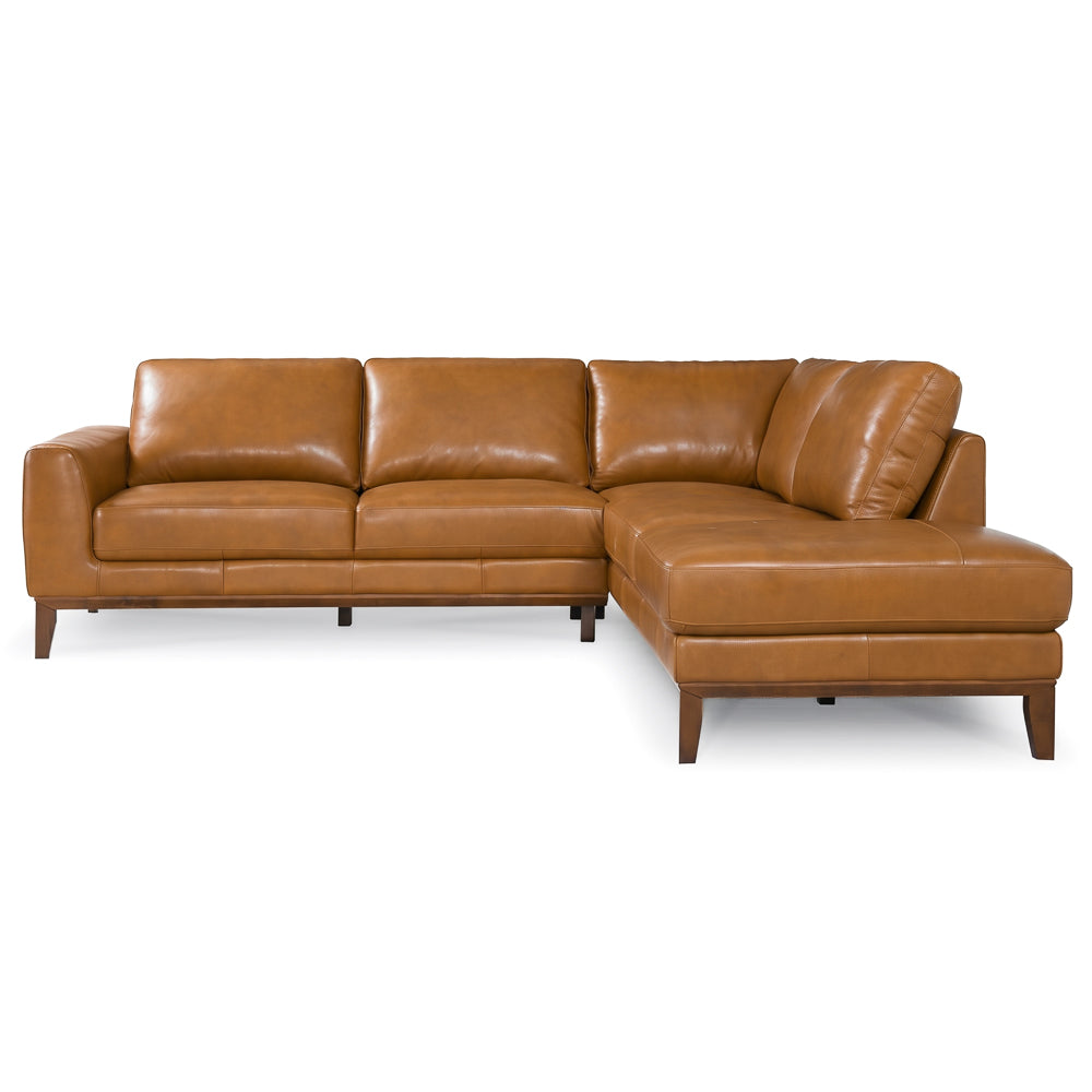 Mayfair Luxury Tan Leather Sectional Sofa | MidinMod