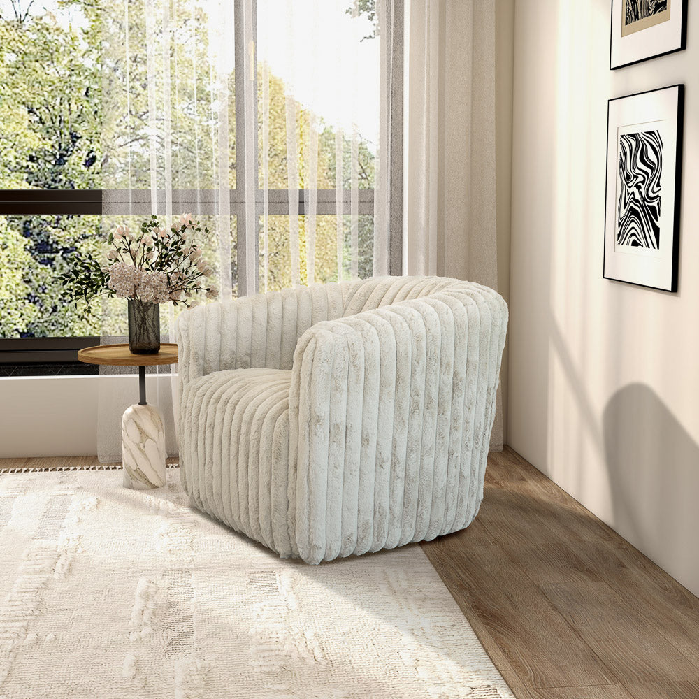 Mayfield Light Gray Soft Plush Fabric Swivel Chair - MidinMod
