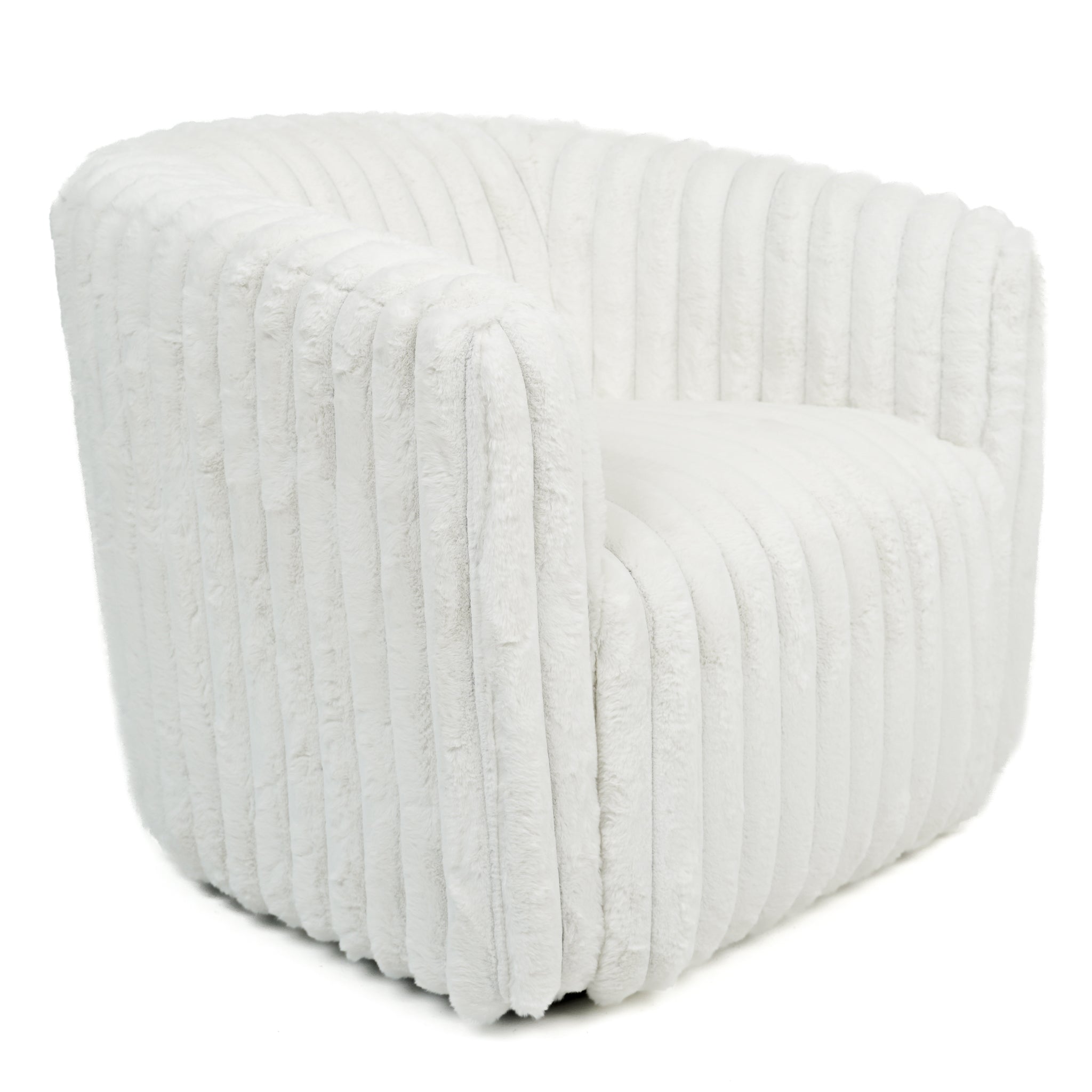 Mayfield White Soft Plush Fabric Swivel Chair - MidinMod