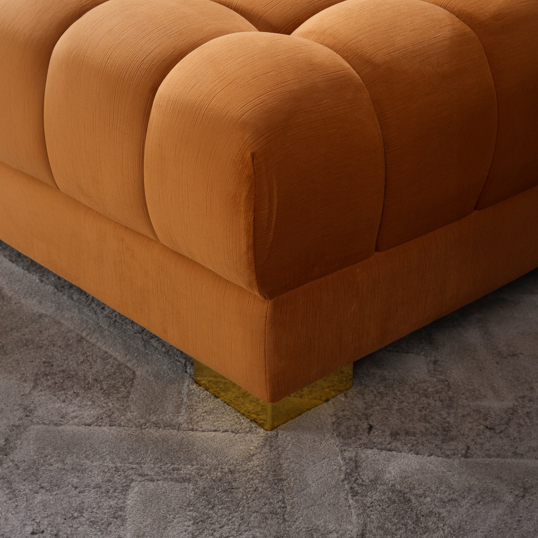Mayford Cognac Velvet U-Shape Corner Sofa - MidinMod