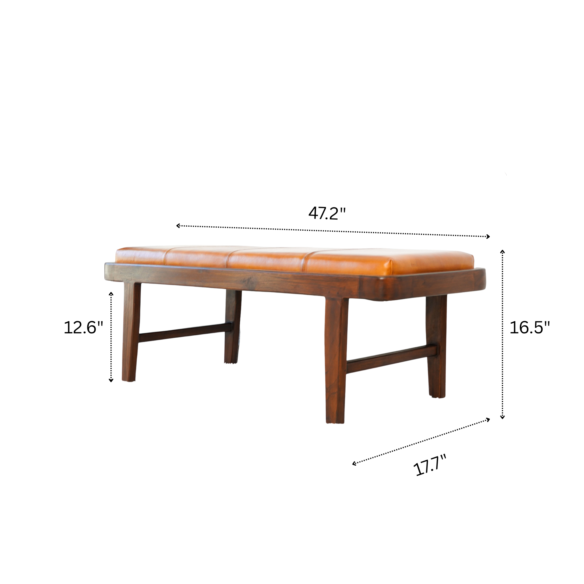 Maywood Tan Leather Bench