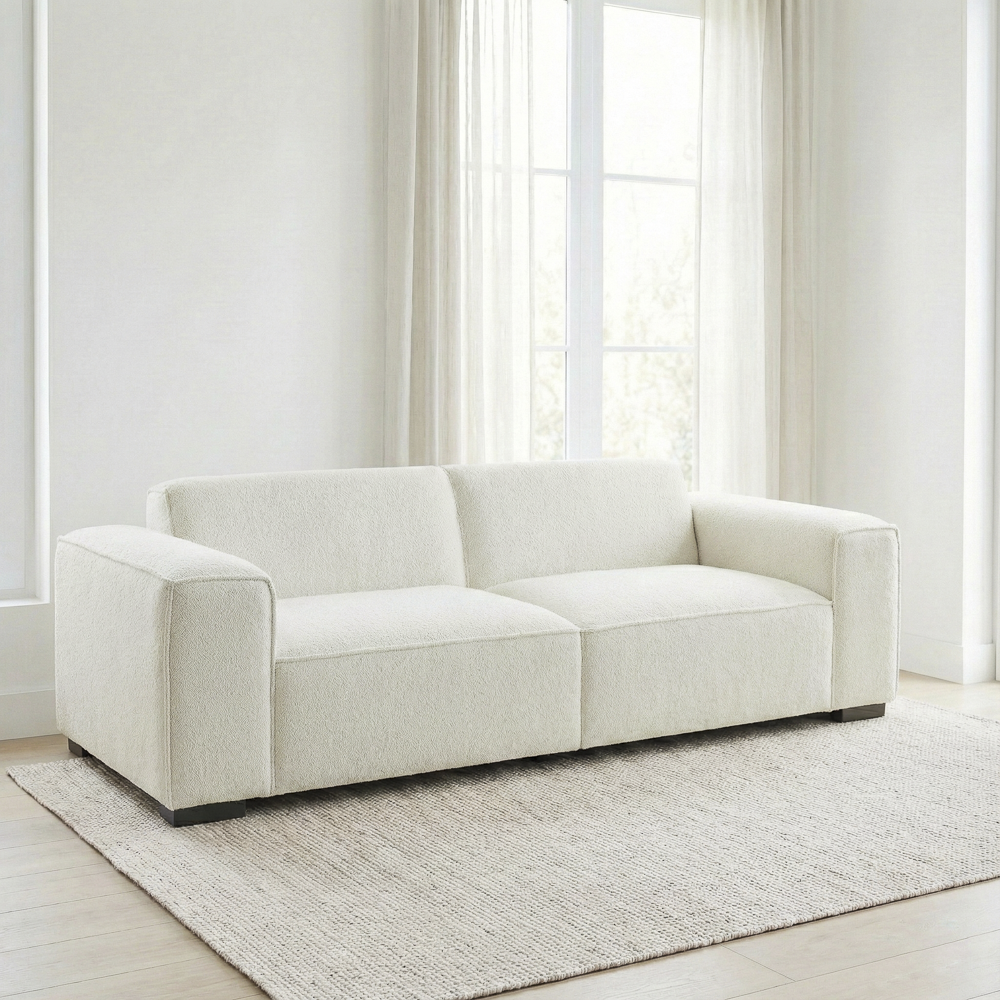 Medford Japandi Boucle Sofa with Wide Square Arms | MidinMod