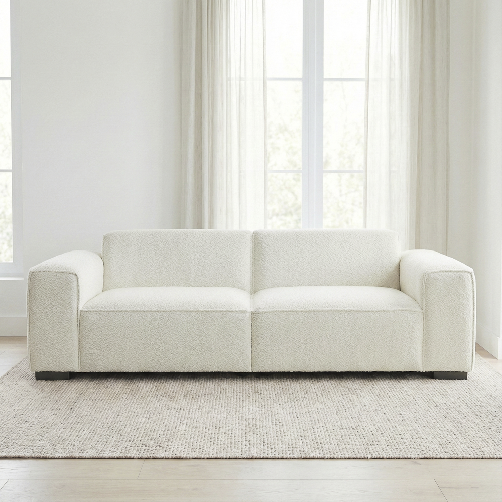 Medford Japandi Boucle Sofa with Wide Square Arms | MidinMod