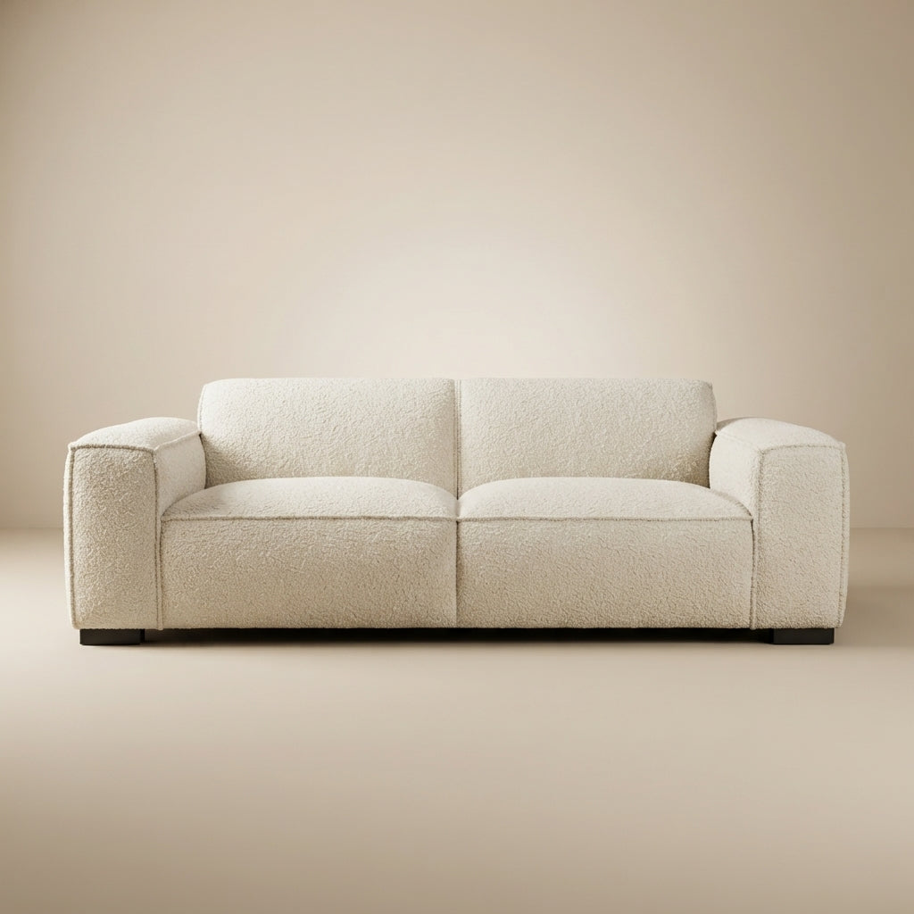 Medford Japandi Boucle Sofa with Wide Square Arms | MidinMod